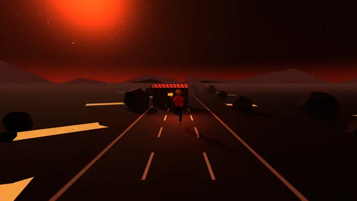 Volcano world: black rocks, orange lava cracks and embers under a red sky.